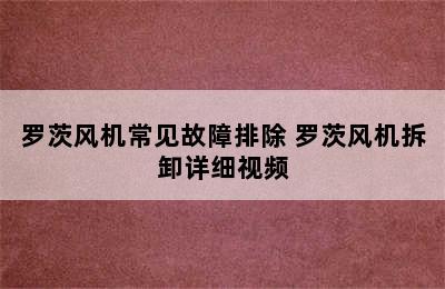 罗茨风机常见故障排除 罗茨风机拆卸详细视频